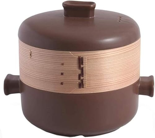 Dampfgarer Stewpan Keramik Auflauf Eintopf mit Deckel Suppentopf Hohe Temperatur und große Kapazität(Farbe:Braun)