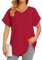 Bestbee Womens Dressy Chiffon Blouses 2024 Summer Short Sleeve Shirts Plus Size Casual T-Shirts V Neck Flowy Tunic Tops Lightweight, Red, 3XL