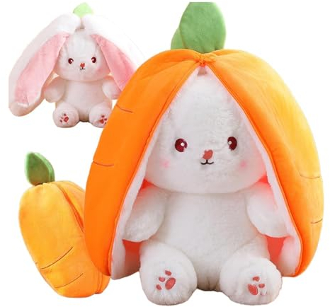 Simllyda Osterhase Plüschtier, Hasenpuppe, Hasenplüsch, Weiches Plüsch-Kaninchen-Spielzeug, Karotte-Kaninchen-Plüschtier und Erdbeer-Kaninchen-Plüschtier, Osterhase Plüsch Kuscheltie (Karotte)