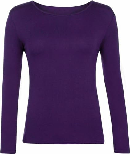 Gifts Choice Scoop Neck Long Sleeve T Shirts - Girls Lightweight Plain Round Neck T Shirt - Ladies Casual Wearing T-Shirts (Medium, Purple)