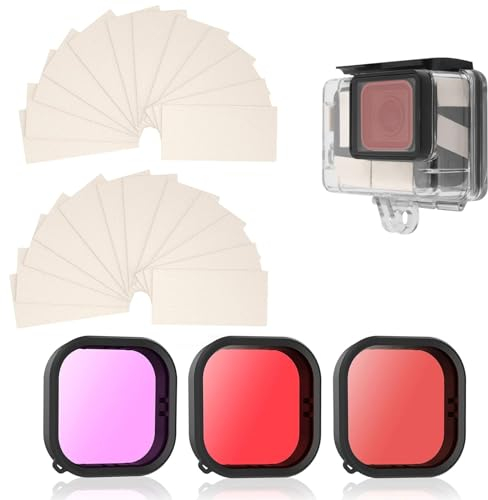 PIMXL 3pcs Filtri Subacquei, 24 inserti antiappannamento, Set di Accessori per Immersioni per Gopro Hero 12/11/10/9, Correzione del Colore per Fotografia Subacquea e Registrazione video