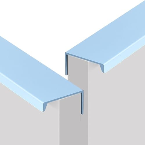 JMCXSM592 2 Stück Versteckter Möbelgriffe Buntes Kinderzimmer Schrankgriff Aluminium Profilgriff Geschwungener Türklinken Kleiderschrankgriffe Rechtwinklig Türgriff Schubladen Knöpfe (Blau,80mm)