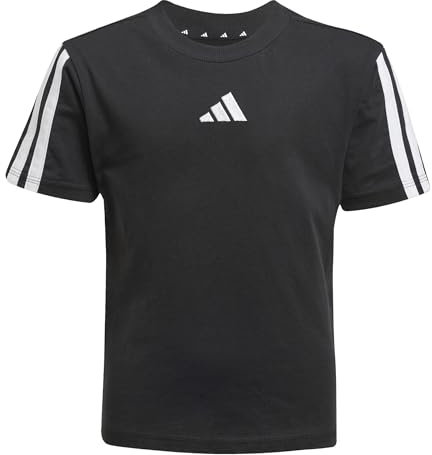adidas Unisex Kids Essentials 3 Stripes Sleeve T-Shirt, Black/White, 6-7 Years