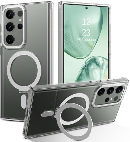 BENTOBEN Hülle für Samsung Galaxy S23 Ultra MagSafe mit Ständer, Samsung S23 Ultra Hülle [Magnetisch Ständer Ring] Clear Kabellos Dünn TPU Case für Samsung Galaxy S23 Ultra 6.8, Transparent