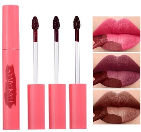 3 Colors Peel Off Mask Lip Gloss Set, Tattoo Magic Matte Natural Reveal Lip Stain Tint, Waterproof Long Lasting Highly Pigmented Lipstick Makeup for Women and Girls, Kit B