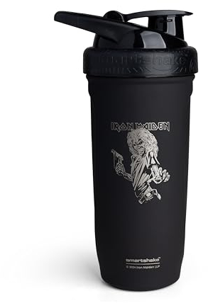 Smartshake Rockband Reforce Stainless Steel Protein Shaker Bottle 900 ml | 30 oz - Leakproof Screw-on Lid - BPA Free - Non Insulated – Unisex (Iron Maiden, Killers Logo)