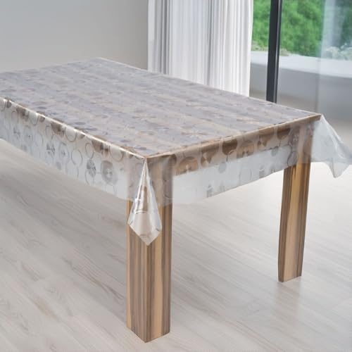 laro Premium Line 0,3mm weich transparente Tischdecke Folie Transparent Kreise Tischschutz Schutzfolie Abwaschbar PVC, Muster:Folie Transparent Kreise, Größe:130x140