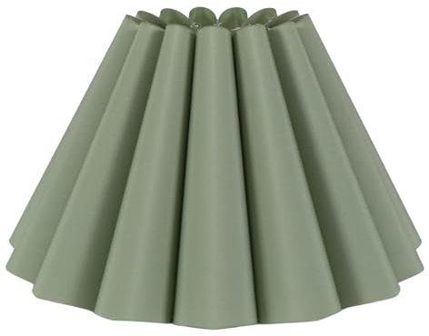ValueLights | Easy Fit Sage Green Petal Pleated Fabric Scallop Tapered Light Shade Bedroom Hallway Lampshade | Shades, Home Décor & Improvement Essential | Included LED Bulb | 250mm Shade Width