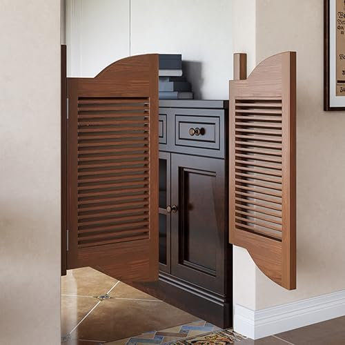 MAAOBR Porte battante de café, Persiennes Porte De Saloon Western avec Comprend des Charnières pour entrée de Porche de Bar intérieur ou extérieur(Walnut Color,W120xH90cm)