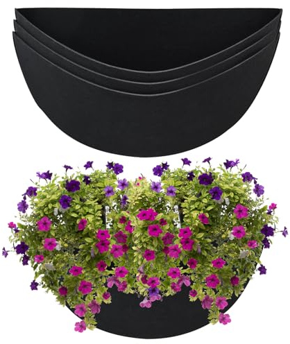 Udewo 3 Stück 35,6 cm halbrunde Pflanzgefäßeinlagen, Stoff-Pflanzeinlagen, halbrunde Blumenkorbeinlagen, Ersatz-Filzeinsatz, Kokosnuss-Auskleidung, Alternative für Wandbehangkorb, Pflanzgefäß