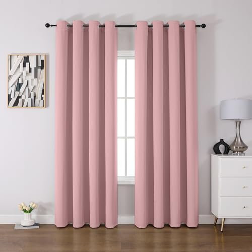 CUCRAF Verdunklungsvorhänge Thermovorhang Kälteschutz 2er Set H213 x B132cm Vorhänge mit Ösen Rosa Vorhang Blickdicht Weich und Langlebig Schallschutz Vorhang für Schlafzimmer Wohnzimmer