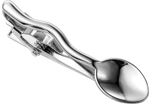 HAWSON 2 Inch Men's Spoon Tie Clip Silver Tie Bar for Wedding, Office, Formal Events Utensil-Inspired Groomsmen Accessories & Gifts