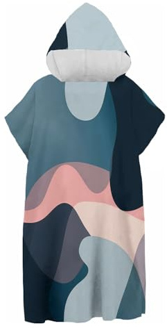 CDXNORA Mode Handtuch Poncho, 75X110Cm Mikrofaser Surf, Quick Dry Badeponcho, Lang Umkleidehilfe Mit Kapuze Für Herren Damen, Ideal Zum Strand, Brandung -Farbgeometrie