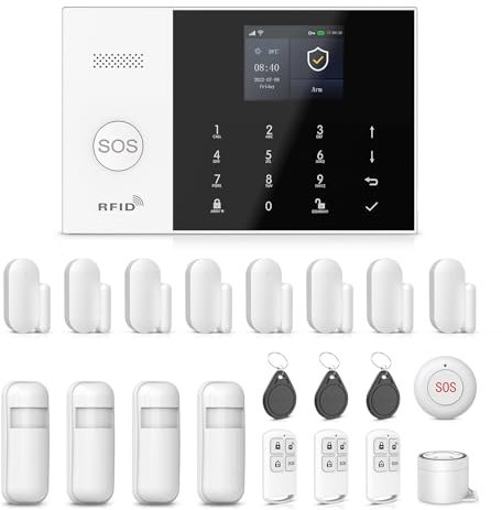 XNH 4G/WLAN Smart Home Sicherheitssystem, Alarmanlage Haus, Alarmanlage Wohnung mit APP, 21 Stück: Tür- und Fenstersensoren, Bewegungsmeldern, Fernbedienungen, 120dB Sirene, Funktioniert mit Alexa