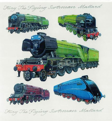 Geburtstagskarte mit Flying Scotsman Stockente Dampfzug, Vintage-Eisenbahn-Design, innen unbeschriftet