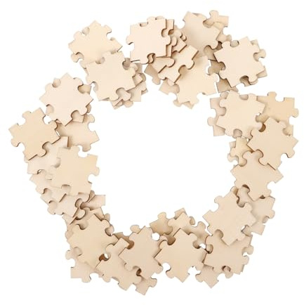 TOYANDONA 50 Stück Teiliges Holzpuzzle Blanko Puzzleteile zum Selbstgestalten DIY für Kreative Dekorationen Holzstücke für Handwerksprojekte