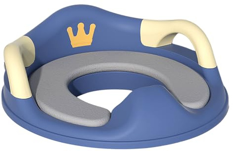 Kids Toilet Seat with Handle - Padded Potty Training Adapter | Comfortable Seats, Portable Toilet Aid for Travel Travel, Camping Travel, Home Bath