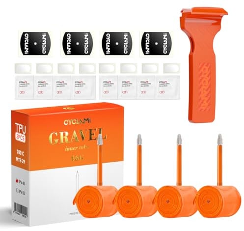 4er‑Pack CYCLAMI TPU Fahrradschläuche 700×18–32C/ 32–47C/ MTB29''1.9-2.5 Fahrradschläuche mit Presta Ventil 45/65/85mm für Rennrad, Gravelbike & Mountainbike