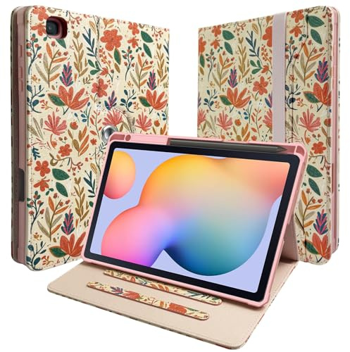 DONGZHU Case for Samsung Galaxy Tab S6 Lite 2024/2022/2020 10.4 Inch, Compatible with SM-P620/P625/P613/P619/P610/P615/P617, with S Pen Holder, Shockproof, Multi-Angle Fold (Summer Flower)