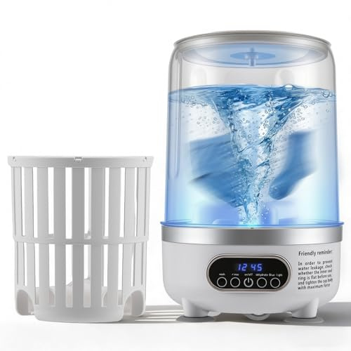 Portable Mini Washing Machine, 3L Compact Underwear & Socks Washer with UV Blue-light Sterilization | USB Rechargeable Small Washer for Travel, Apartment, Dorm, RV & Hotel