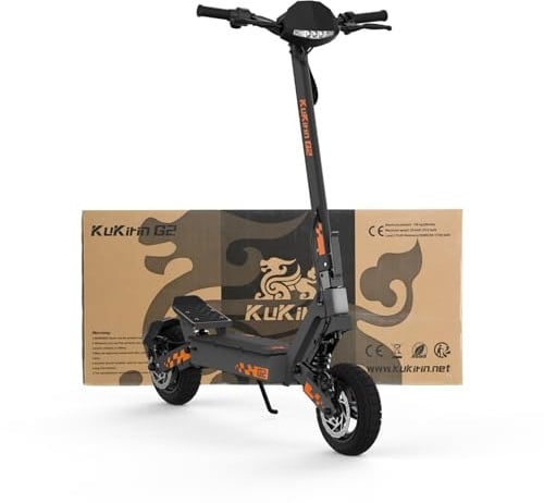 KuKirin G2 E-Scooter für Erwachsene, Elektroscooter Klappbar, Elektroroller mit 55 km Reichweite, 10 Zoll Offroad Tubeless Reifen, Doppelfederung, Scheibenbremsen, Touch Display, IPX4
