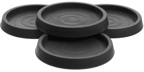 STAHAD Lot de 4 Dessous de Verre Antidérapants pour Meubles, Coupelles de roulettes Rondes en Caoutchouc Noir 3,5 à 4 Pouces, Protection Pieds de Canapé et Fauteuils pour Sols Bois,