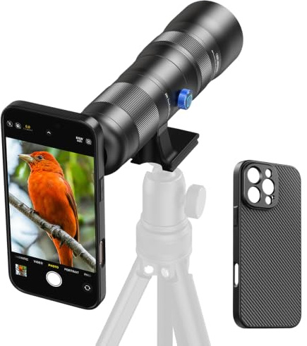 APEXEL 20-60X Zoom Lens with Integrated Case for iPhone 16 Pro Max-Professional Telephoto Zoom Lens