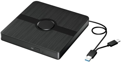 Toheitian Unidad Externa de BLU Ray, Reproductor de CD/DVD con Capacidad de Lectura/Escritura Reproductor de BLU-Ray Portátil para PC Portátil Win10