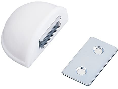 Amig - Magnetic Door Stop | Strong Door Movement Stop | Noise Reduction & Shock Absorption | Easy Installation | Corrosion Resistant Steel, White, Metal