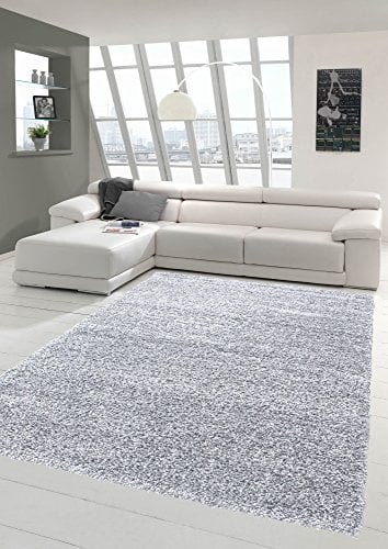Shaggy Hochflor Langflor Teppich Wohnzimmer Gemustert in Uni Design Grau Größe 160x230 cm