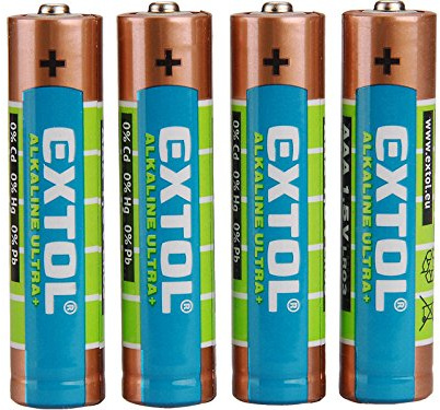 EXTOL LIGHT Batterien alkalisch, 4 Stck, 1,5V AAA (LR6)