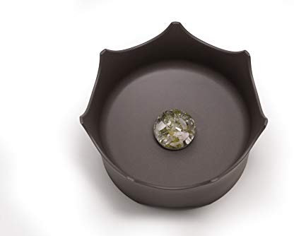 VitaJuwel Wassernapf aus Bambus mit Edelsteinmischung für Hunde und Katzen | schiefergrau