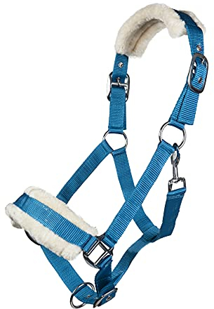 HKM 11796 Halfter Bischofshofen, Plüschpolsterung, Pferdehalfter, Türkis, Pony