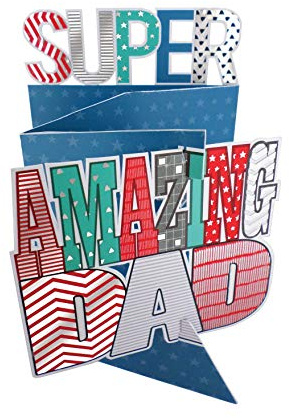 Father's Day Card Super Amazing Dad 3D Cutting Edge Greeting Cards