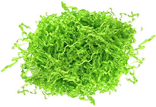 Taotenish Confeti de papel arrugado triturado de rafia para caja de regalo, relleno de paja seca, regalos - verde fluorescente
