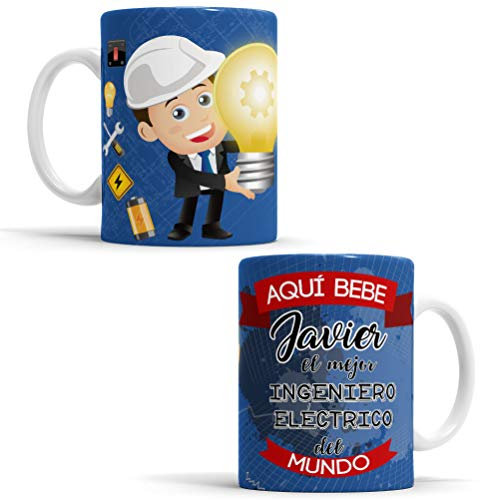 OyC Original y Creativo Taza para Ingeniero Eléctrico - Aquí Bebe el Mejor Arquitecta del Mundo - Con Frase y Dibujo Personalizada con Nombre