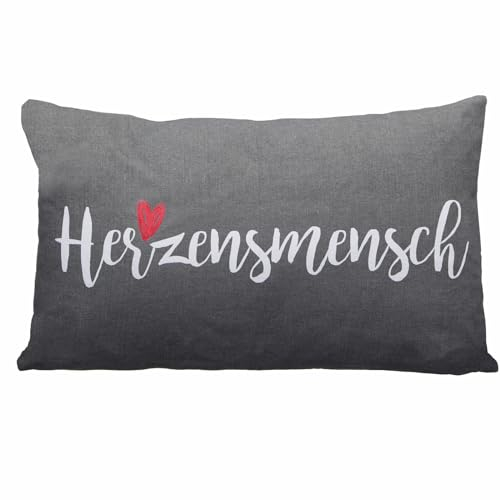 Verschiedene Kissen zur Auswahl/Wohnen/Wohndesign/Zuhause, Anzahl:1er Einzel, Kissen Motiv:Herzensmensch grau
