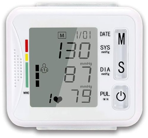 Lvozize Tensiómetro de muñeca, Tensiómetro Digital, Medidor Tension Arterial Aparato Tension Arterial Medición Precisa Con Gran Pantalla LCD/ Memoria (2x99) Regalo para Madres Padres
