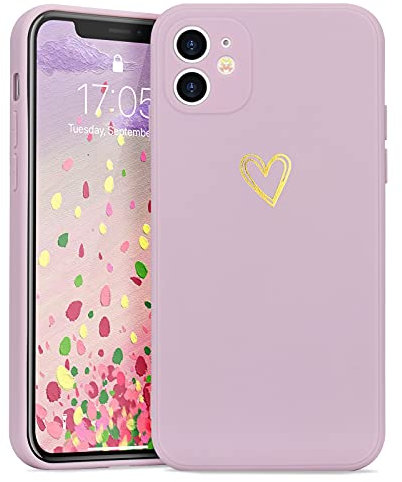 Lafunda Handyhülle Kompatibel mit iPhone 11 Mädchen hülle Ultra Dünn Silikonhülle süß Liebesherz Schutzhülle stoßfest Case Bumper Back Cover mit Fallschutz für iPhone 11 Lila