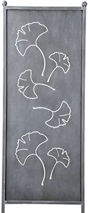 finehomegarden Metall Stele grau Sichtschutz Ginkgo Blatt H165xB52cm Windschutz Dekowand Deko Garten