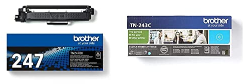 Brother TN-247BK Toner Cartridge, High Yield, Black, XL & TN-243C Tonerkassette DCP-L3510CDW/L3550CDW, HL-L3210CW/L3230CDW/L3270CDW, MFC-L3710CW/L3730CDN/L3750CDW/L3770CDW Cyan