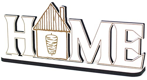 Deko Home Aufsteller Holz - Döner Kebab - 28x12 cm Holzdeko zum Hinstellen Buchstaben Schriftzug Wohnzimmer Tischdeko Dekoration Fensterbank