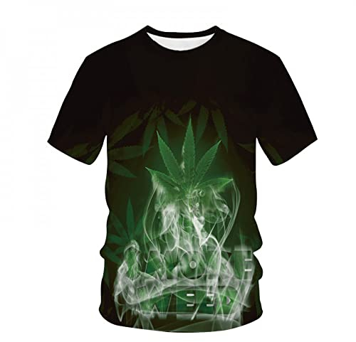 CHANYI Herren 3D Druck T-Shirt Interessante Natürliche Unkräuter Kühlen Frische Grüne Unkrautblätter Voll Bedruckte 3D-T-Shirts Coole Unisex-Oberteile T-Shirts Sommer Kleidung