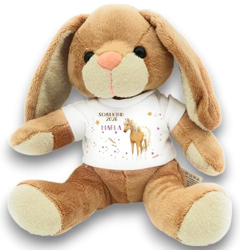 Kilala Hase Kuscheltier für die Zuckertüte Schultüte mit Wunschname Hase Topping für die Schultüte (Pferd beige)