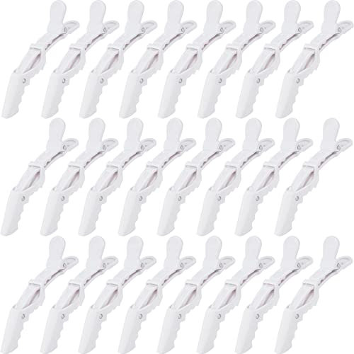 Ondder Lot de 24 pinces à cheveux professionnelles pour coiffage, coloriage, coupe – Grandes pinces crocodiles pour femmes, hommes, filles, adolescents – Blanc
