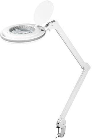 goobay 60362 LED Lupenleuchte mit Klemme / 9 W Leistungsaufnahme / 127 mm Kristall-Glaslinse/Farbtemperatur 6400 K / 1.75x Vergrößerung/Lichtstrom 83-730 Lumen/Weiß