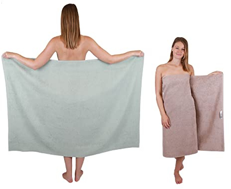 Betz 2 Stück Maxi Duschtücher XXL Badetuch Duschtuch Größe 100x150cm Berlin Farbe Jade/Cappuccino