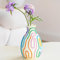 COTYNI Vase à Fleurs aux Lignes Colorées pour Décoration d'Intérieur Moderne, Petit Vase Unique pour Centres de Table et Décoration