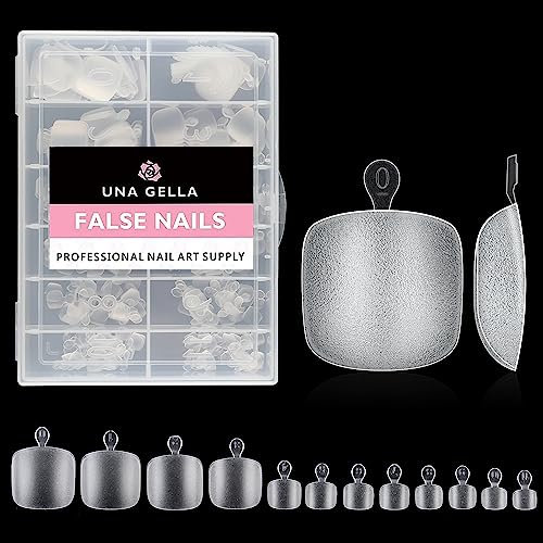 UNA GELLA Faux Ongles Pieds Carrés Courts, 312 Pièces 12 Tailles Capsules Américaines pour Ongles d'Orteils en Gel Souple Transparents pour Extensions Pédicure DIY & Nail Art