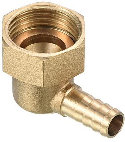 QUARKZMAN Raccord Cannelé 8mm Barbelé à G1/2 Femelle Filetage Tuyau x 1PCS Laiton Coude Barbillon Tuyau Raccord Pivot Écrou Tuyau Connecteur pour Air Eau Carburant Pneumatique Tuyau, Or